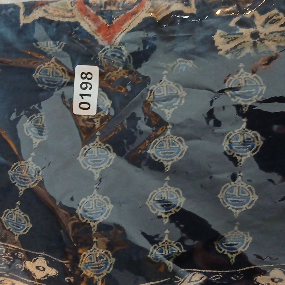 Lucky Brand Navy Blue Boho Medallion Print Short Sleeve Scoop Neck Top 2x Summer - Picture 9 of 9